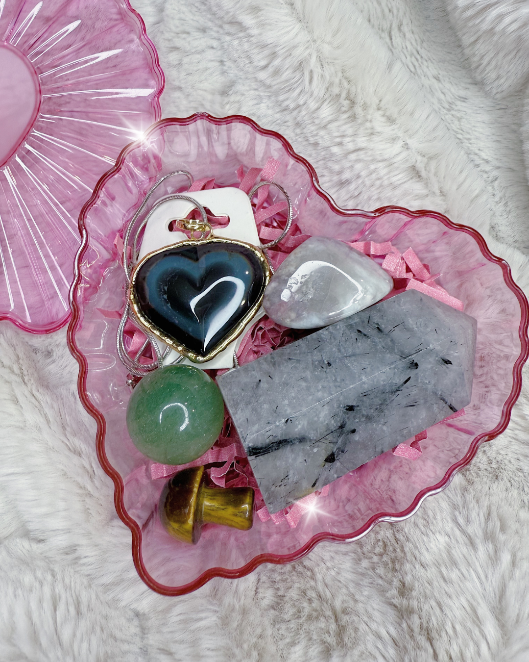 Rainbow Obsidian Necklace Heart