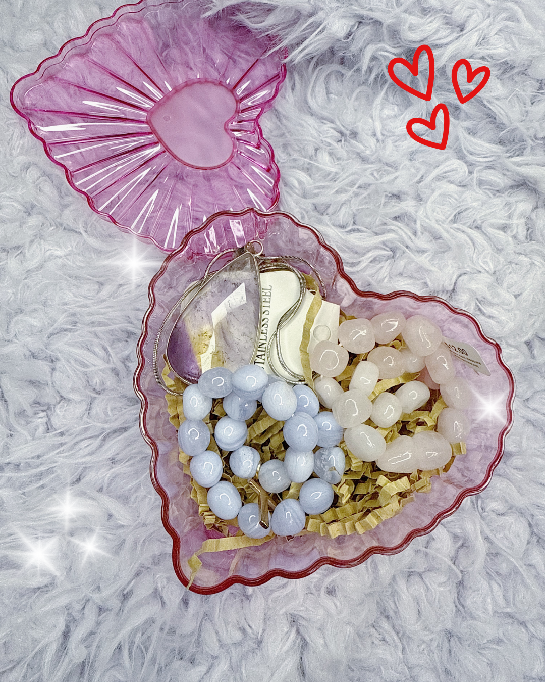 Pink Bracelet + Necklace Heart